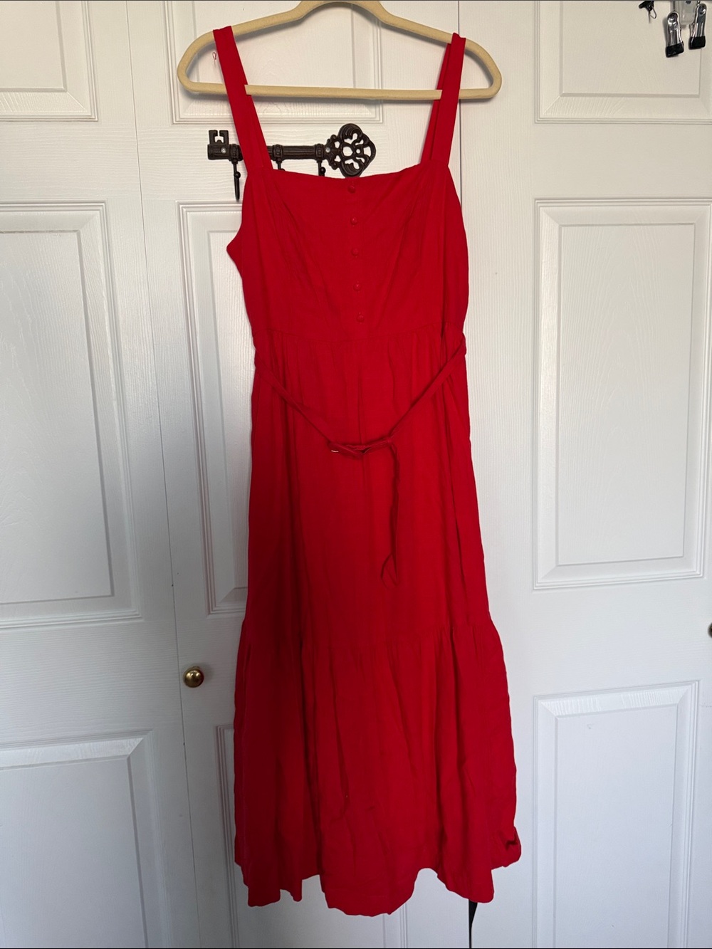LC Lauren Conrad Red Sleeveless Maxi Dress with Tie Waist